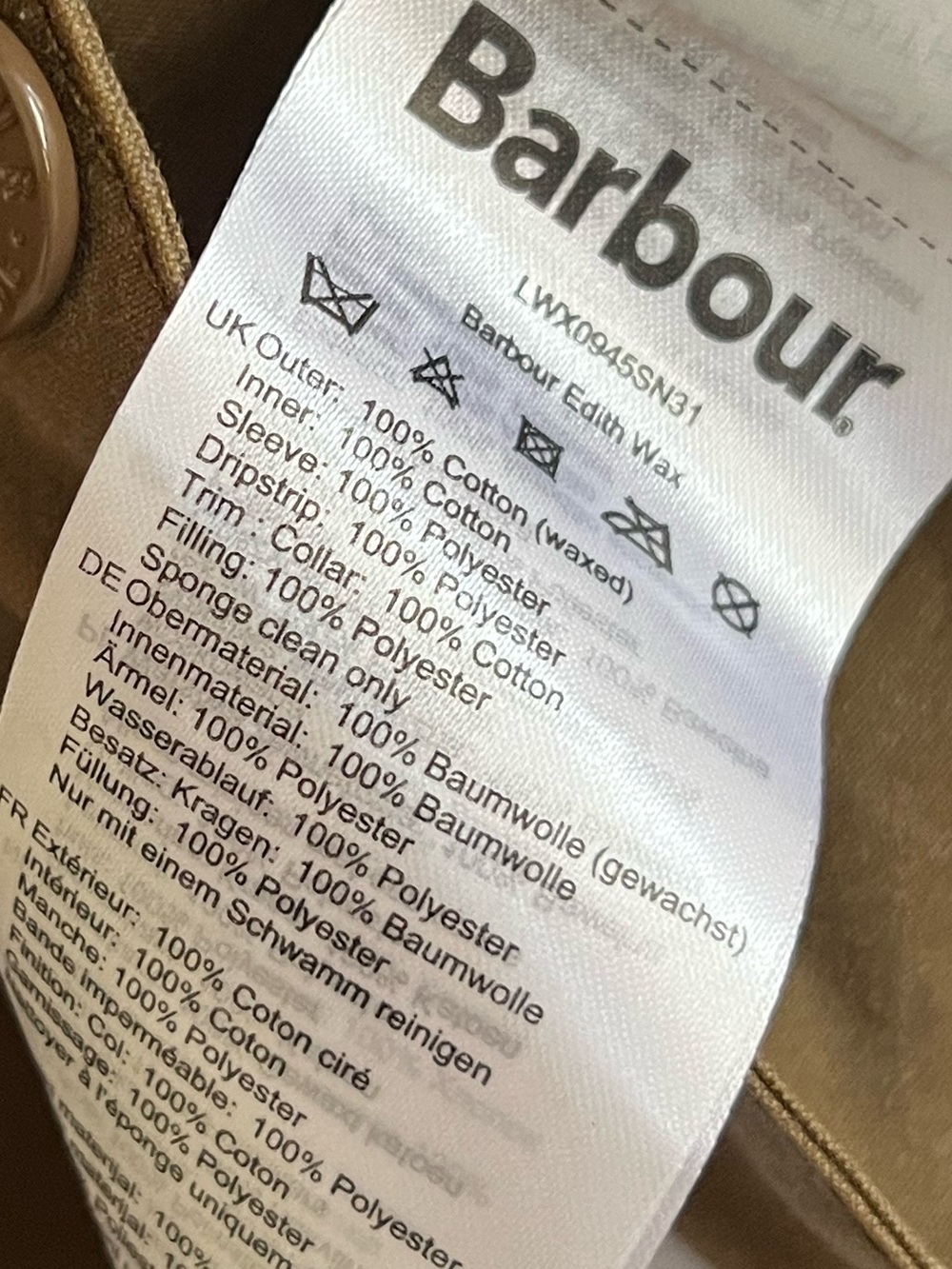 Barbour by ALEXACHUNG Tan Brown Edith Waxed Jacket US 6 - Picture 12 of 16
